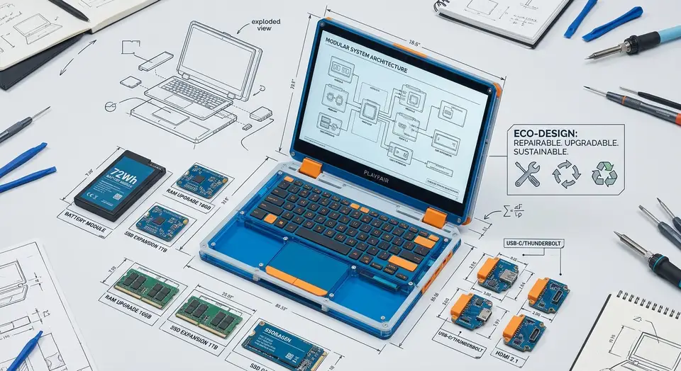 Open Laptop chassis showing easy access screws